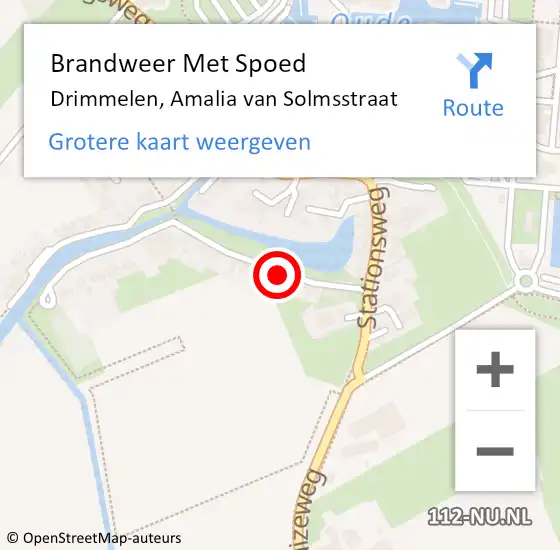 Locatie op kaart van de 112 melding: Brandweer Met Spoed Naar Drimmelen, Amalia van Solmsstraat op 20 maart 2023 14:38