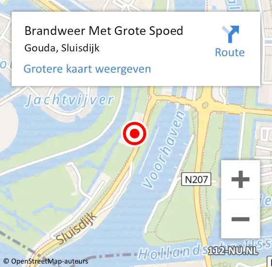 Locatie op kaart van de 112 melding: Brandweer Met Grote Spoed Naar Gouda, Sluisdijk op 20 maart 2023 14:51