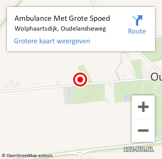 Locatie op kaart van de 112 melding: Ambulance Met Grote Spoed Naar Wolphaartsdijk, Oudelandseweg op 19 augustus 2014 15:24