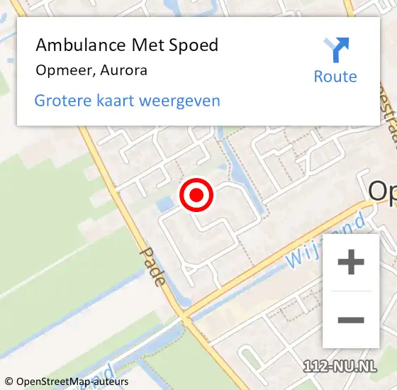 Locatie op kaart van de 112 melding: Ambulance Met Spoed Naar Opmeer, Aurora op 20 maart 2023 15:27