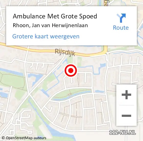 Locatie op kaart van de 112 melding: Ambulance Met Grote Spoed Naar Rhoon, Jan van Herwijnenlaan op 20 maart 2023 15:39