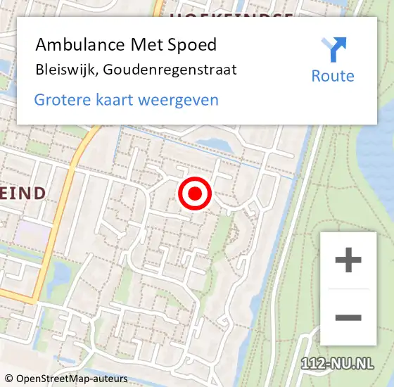 Locatie op kaart van de 112 melding: Ambulance Met Spoed Naar Bleiswijk, Goudenregenstraat op 20 maart 2023 16:05