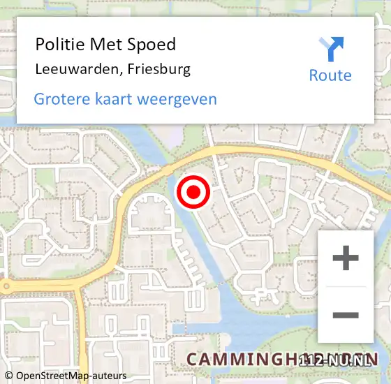 Locatie op kaart van de 112 melding: Politie Met Spoed Naar Leeuwarden, Friesburg op 20 maart 2023 16:26