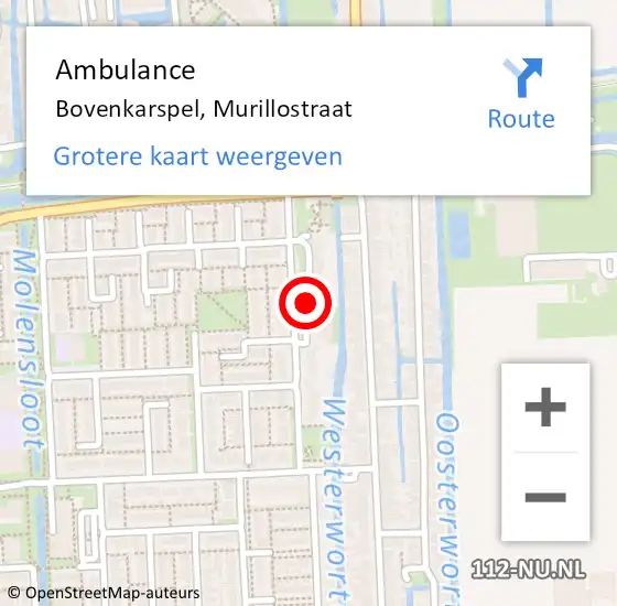 Locatie op kaart van de 112 melding: Ambulance Bovenkarspel, Murillostraat op 20 maart 2023 16:45