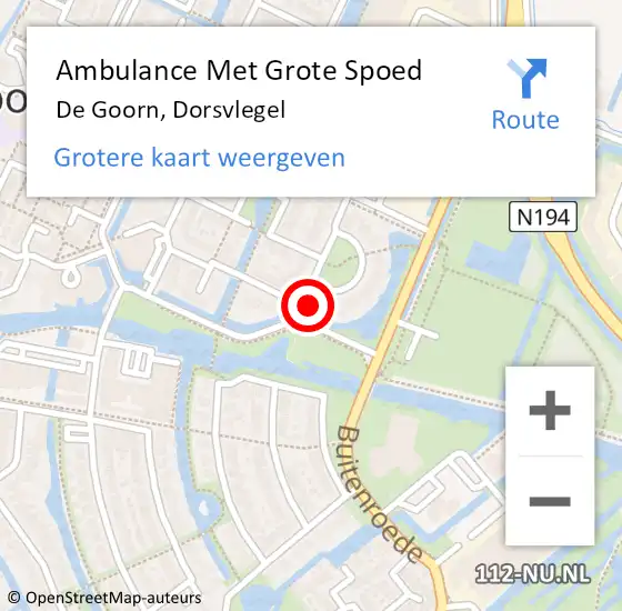 Locatie op kaart van de 112 melding: Ambulance Met Grote Spoed Naar De Goorn, Dorsvlegel op 20 maart 2023 17:14