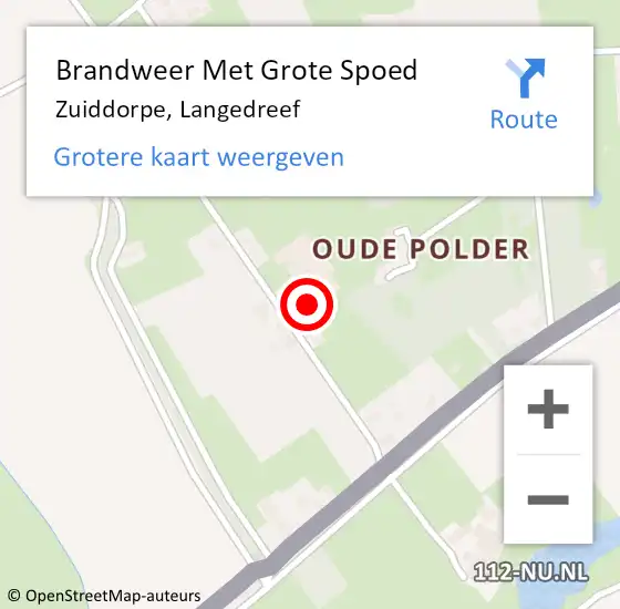 Locatie op kaart van de 112 melding: Brandweer Met Grote Spoed Naar Zuiddorpe, Langedreef op 20 maart 2023 17:31