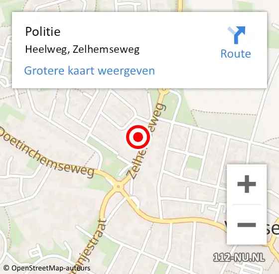 Locatie op kaart van de 112 melding: Politie Heelweg, Zelhemseweg op 20 maart 2023 17:34