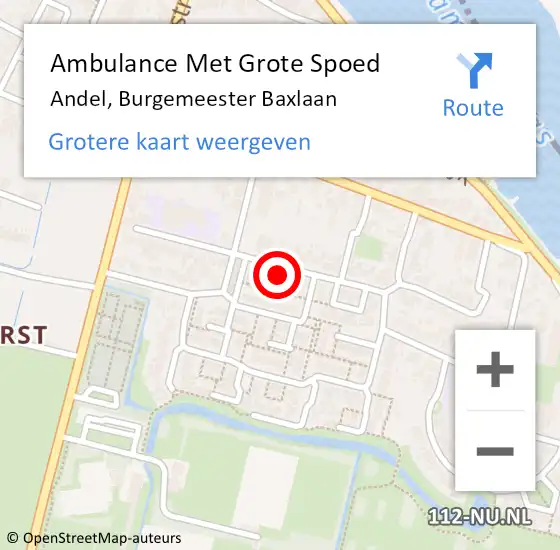 Locatie op kaart van de 112 melding: Ambulance Met Grote Spoed Naar Andel, Burgemeester Baxlaan op 20 maart 2023 17:36