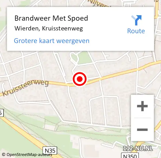 Locatie op kaart van de 112 melding: Brandweer Met Spoed Naar Wierden, Kruissteenweg op 20 maart 2023 17:44