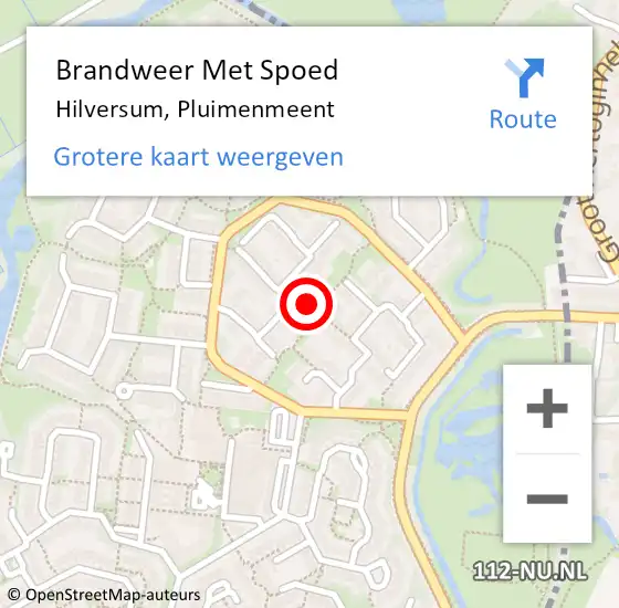 Locatie op kaart van de 112 melding: Brandweer Met Spoed Naar Hilversum, Pluimenmeent op 20 maart 2023 18:01