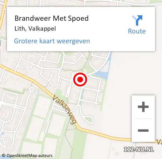 Locatie op kaart van de 112 melding: Brandweer Met Spoed Naar Lith, Valkappel op 20 maart 2023 18:03