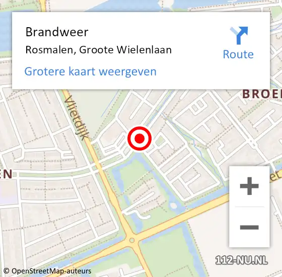 Locatie op kaart van de 112 melding: Brandweer Rosmalen, Groote Wielenlaan op 19 augustus 2014 15:47