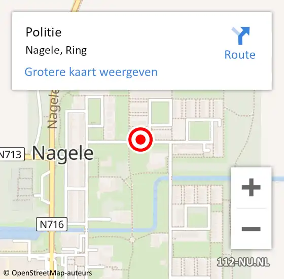 Locatie op kaart van de 112 melding: Politie Nagele, Ring op 20 maart 2023 19:07