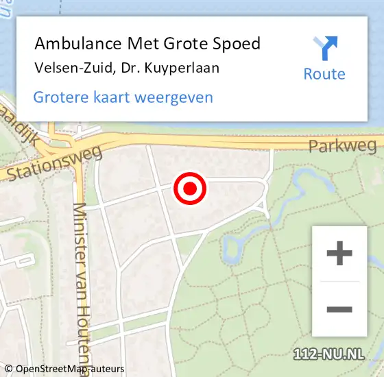 Locatie op kaart van de 112 melding: Ambulance Met Grote Spoed Naar Velsen-Zuid, Dr. Kuyperlaan op 20 maart 2023 19:24