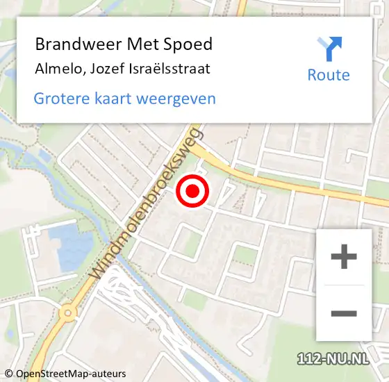 Locatie op kaart van de 112 melding: Brandweer Met Spoed Naar Almelo, Jozef Israëlsstraat op 20 maart 2023 19:38