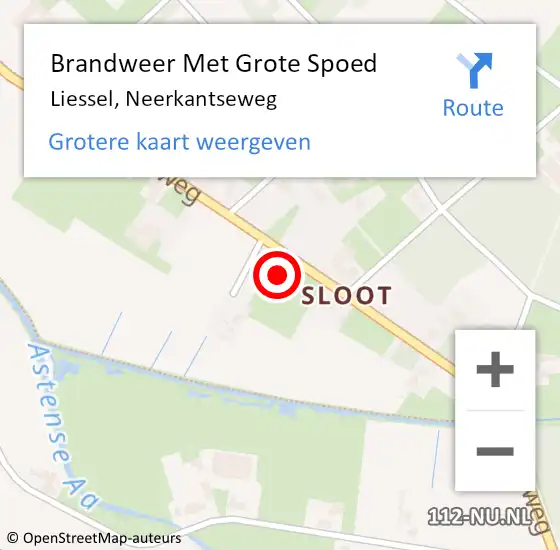 Locatie op kaart van de 112 melding: Brandweer Met Grote Spoed Naar Liessel, Neerkantseweg op 20 maart 2023 19:40