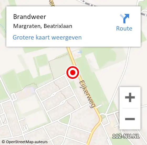 Locatie op kaart van de 112 melding: Brandweer Margraten, Beatrixlaan op 19 augustus 2014 15:59