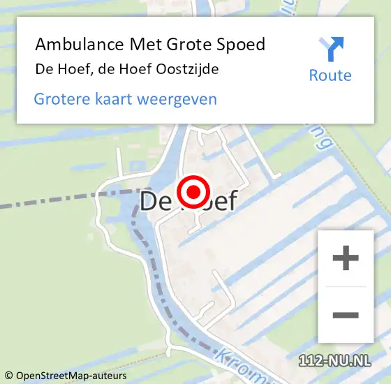 Locatie op kaart van de 112 melding: Ambulance Met Grote Spoed Naar De Hoef, de Hoef Oostzijde op 20 maart 2023 20:56