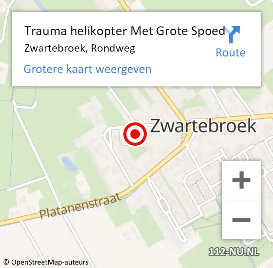 Locatie op kaart van de 112 melding: Trauma helikopter Met Grote Spoed Naar Zwartebroek, Rondweg op 20 maart 2023 21:17