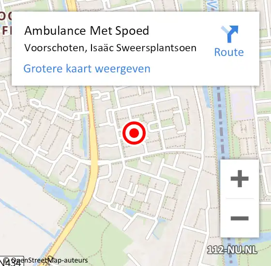 Locatie op kaart van de 112 melding: Ambulance Met Spoed Naar Voorschoten, Isaäc Sweersplantsoen op 20 maart 2023 21:30