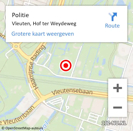 Locatie op kaart van de 112 melding: Politie Vleuten, Hof ter Weydeweg op 20 maart 2023 21:44