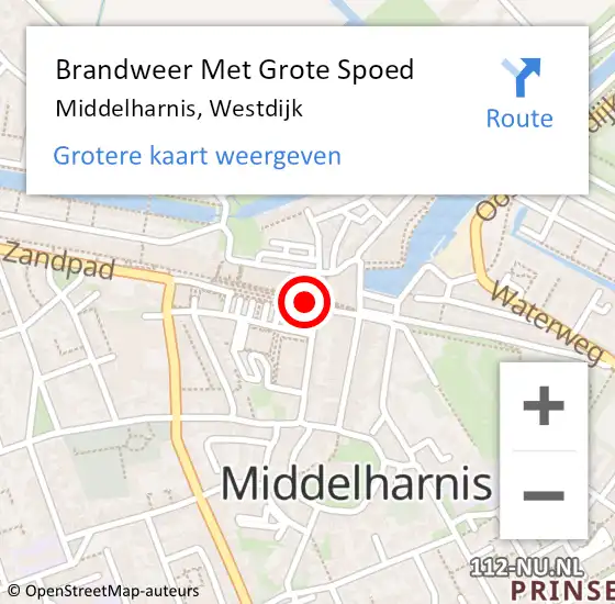 Locatie op kaart van de 112 melding: Brandweer Met Grote Spoed Naar Middelharnis, Westdijk op 20 maart 2023 21:51