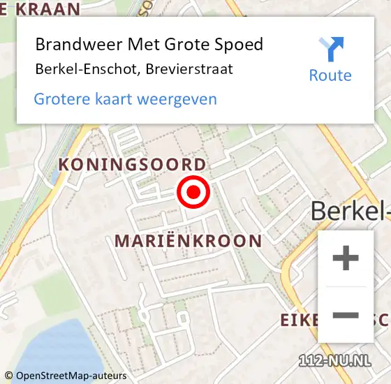 Locatie op kaart van de 112 melding: Brandweer Met Grote Spoed Naar Berkel-Enschot, Brevierstraat op 20 maart 2023 21:59