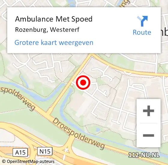 Locatie op kaart van de 112 melding: Ambulance Met Spoed Naar Rozenburg, Westererf op 20 maart 2023 22:14