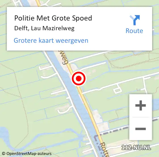 Locatie op kaart van de 112 melding: Politie Met Grote Spoed Naar Delft, Lau Mazirelweg op 20 maart 2023 22:26