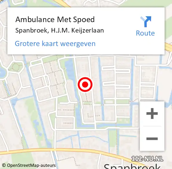 Locatie op kaart van de 112 melding: Ambulance Met Spoed Naar Spanbroek, H.J.M. Keijzerlaan op 20 maart 2023 22:40