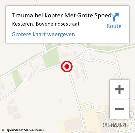 Locatie op kaart van de 112 melding: Trauma helikopter Met Grote Spoed Naar Kesteren, Boveneindsestraat op 20 maart 2023 22:46