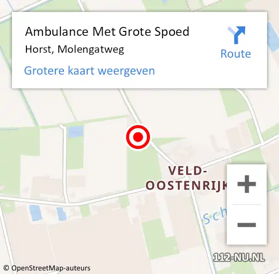 Locatie op kaart van de 112 melding: Ambulance Met Grote Spoed Naar Horst, Molengatweg op 19 augustus 2014 16:11