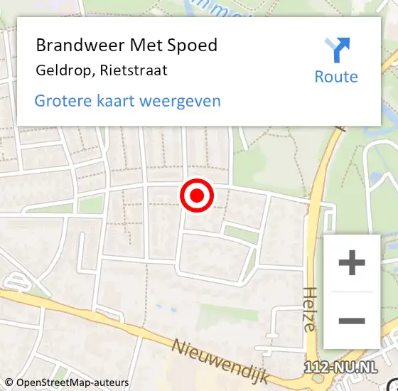 Locatie op kaart van de 112 melding: Brandweer Met Spoed Naar Geldrop, Rietstraat op 20 maart 2023 23:13