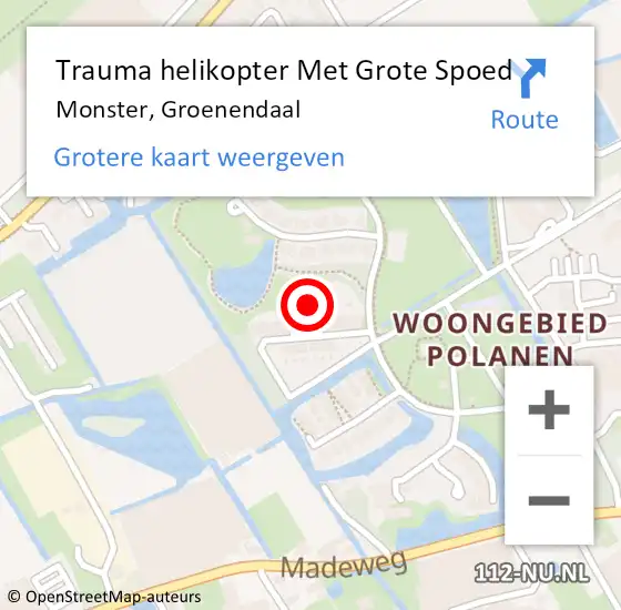 Locatie op kaart van de 112 melding: Trauma helikopter Met Grote Spoed Naar Monster, Groenendaal op 21 maart 2023 00:52