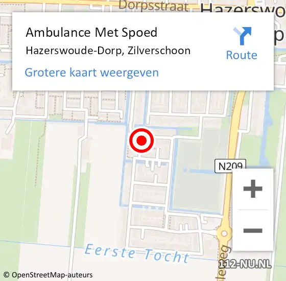 Locatie op kaart van de 112 melding: Ambulance Met Spoed Naar Hazerswoude-Dorp, Zilverschoon op 21 maart 2023 01:04