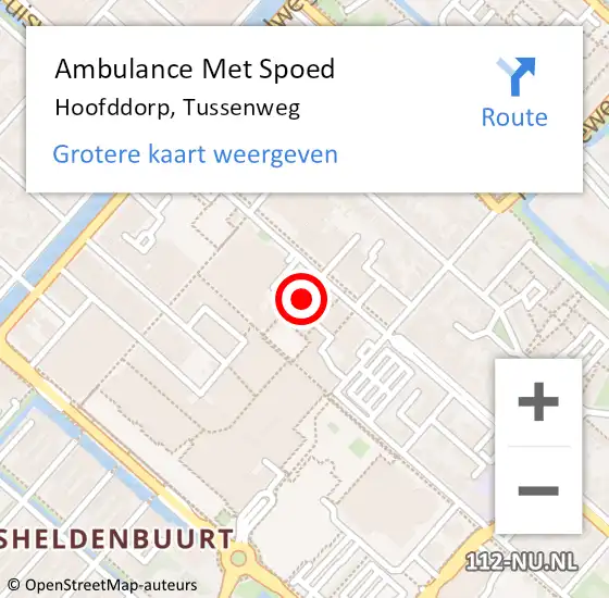 Locatie op kaart van de 112 melding: Ambulance Met Spoed Naar Hoofddorp, Tussenweg op 21 maart 2023 02:50