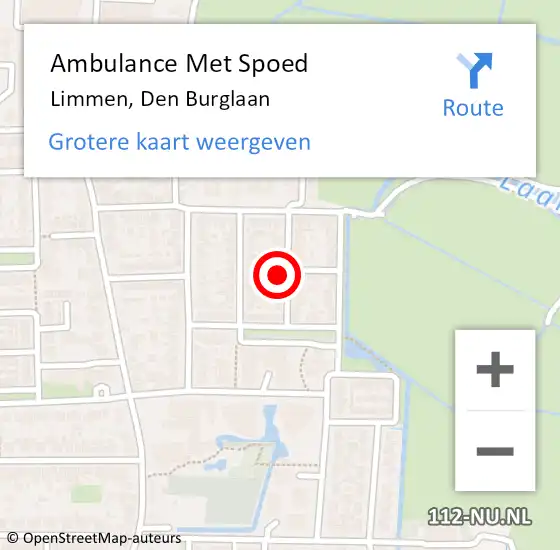 Locatie op kaart van de 112 melding: Ambulance Met Spoed Naar Limmen, Den Burglaan op 21 maart 2023 03:03