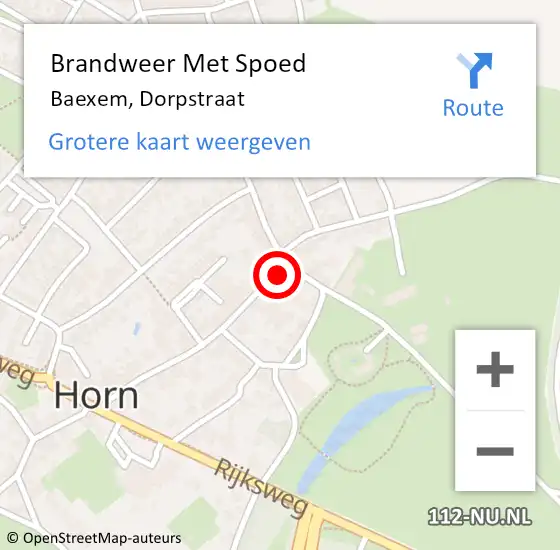 Locatie op kaart van de 112 melding: Brandweer Met Spoed Naar Baexem, Dorpstraat op 21 maart 2023 04:05