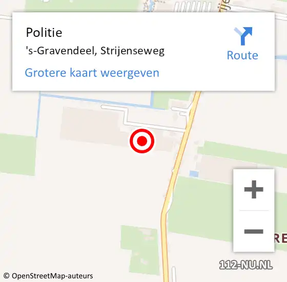 Locatie op kaart van de 112 melding: Politie 's-Gravendeel, Strijenseweg op 21 maart 2023 04:17