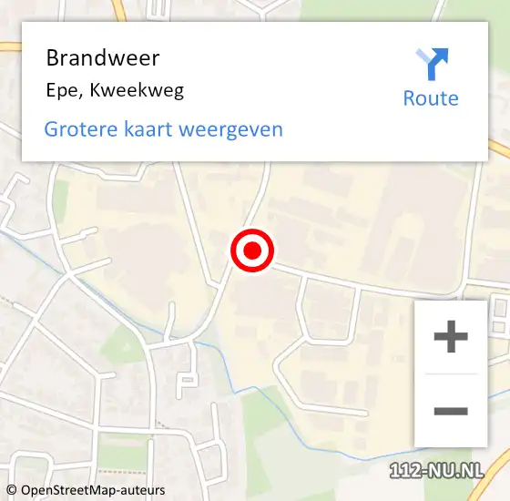 Locatie op kaart van de 112 melding: Brandweer Epe, Kweekweg op 21 maart 2023 05:37