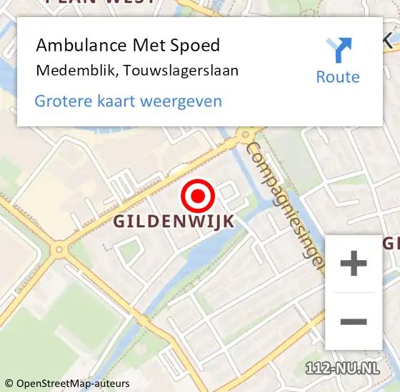 Locatie op kaart van de 112 melding: Ambulance Met Spoed Naar Medemblik, Touwslagerslaan op 21 maart 2023 05:57