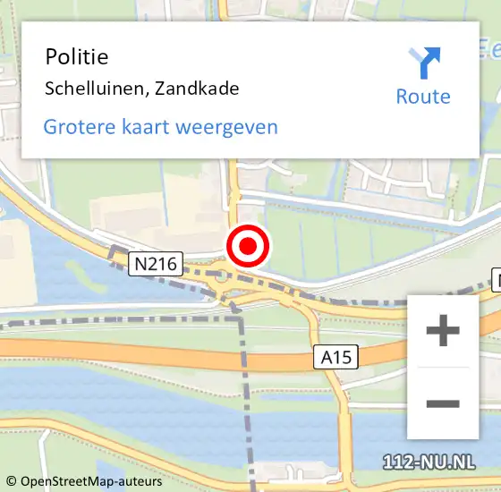 Locatie op kaart van de 112 melding: Politie Schelluinen, Zandkade op 21 maart 2023 06:59