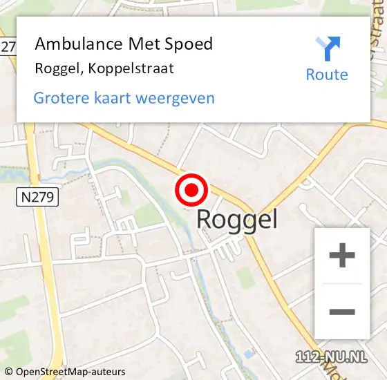 Locatie op kaart van de 112 melding: Ambulance Met Spoed Naar Roggel, Koppelstraat op 21 maart 2023 07:13