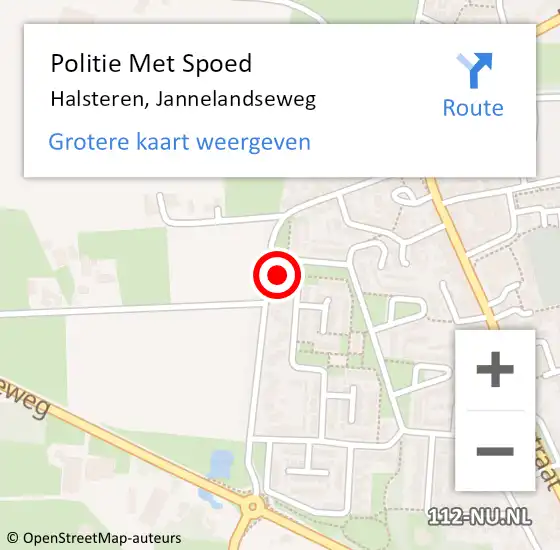 Locatie op kaart van de 112 melding: Politie Met Spoed Naar Halsteren, Jannelandseweg op 21 maart 2023 07:41