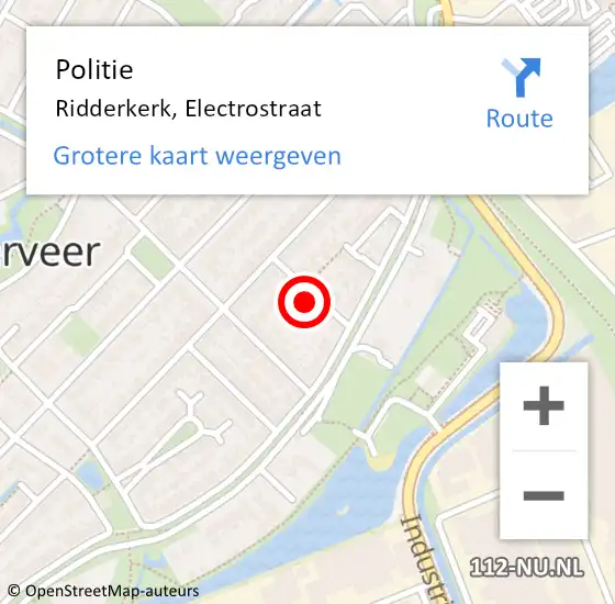 Locatie op kaart van de 112 melding: Politie Ridderkerk, Electrostraat op 21 maart 2023 07:58