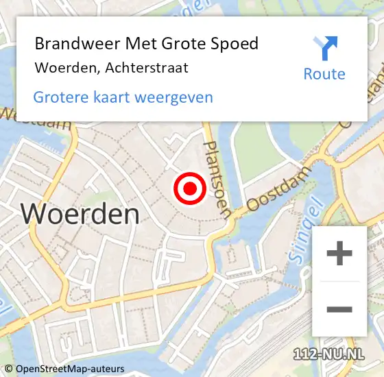 Locatie op kaart van de 112 melding: Brandweer Met Grote Spoed Naar Woerden, Achterstraat op 21 maart 2023 08:00