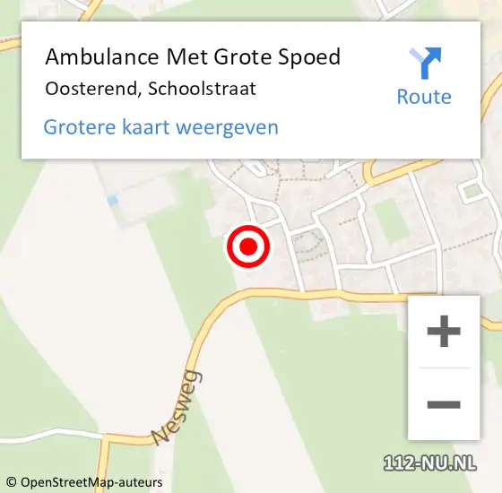 Locatie op kaart van de 112 melding: Ambulance Met Grote Spoed Naar Oosterend, Schoolstraat op 21 maart 2023 08:24