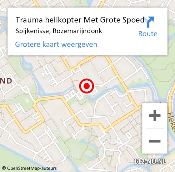 Locatie op kaart van de 112 melding: Trauma helikopter Met Grote Spoed Naar Spijkenisse, Rozemarijndonk op 21 maart 2023 08:25