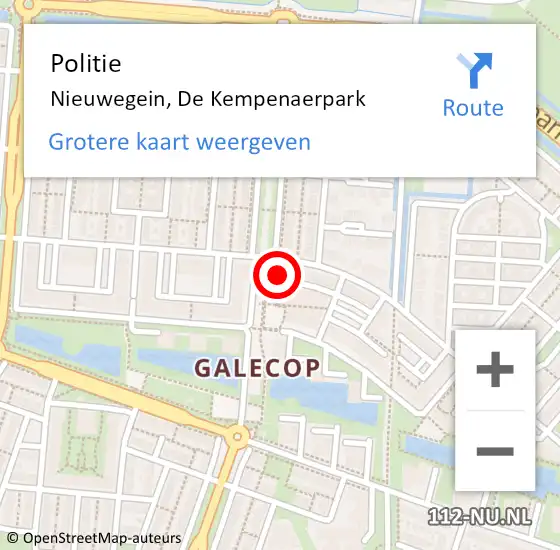 Locatie op kaart van de 112 melding: Politie Nieuwegein, De Kempenaerpark op 21 maart 2023 08:28