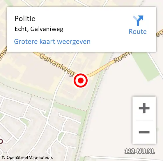 Locatie op kaart van de 112 melding: Politie Echt, Galvaniweg op 21 maart 2023 08:55